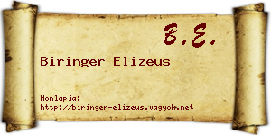 Biringer Elizeus névjegykártya